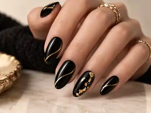 Black and gold manicure reference